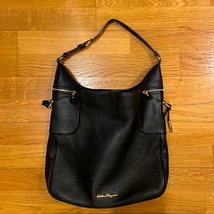 Salvatore Ferragamo black leather hobo bag